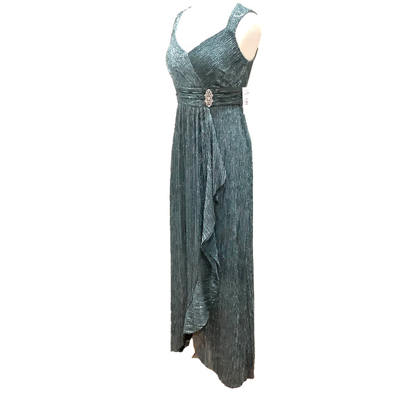 R&M RIchards Formal Dress Empire Waist Halter Gown sz 6 Style 9579 Blue Prom NWT - Picture 6 of 12